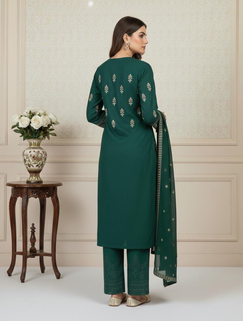 Zarminé Emerald Luxe – 3PC Embroidered Suit